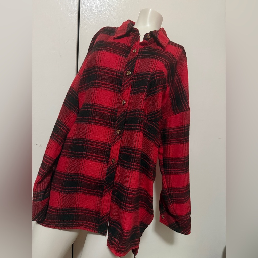 Ci Sono Red and Black Plaid Flannel